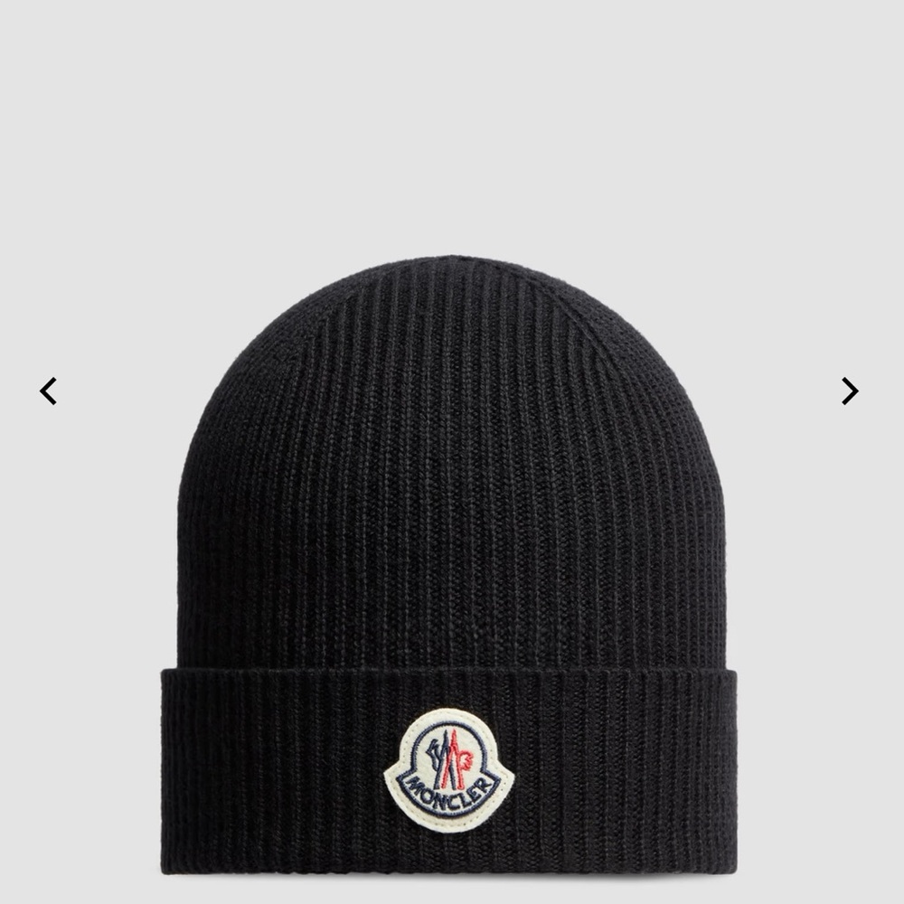 Moncler Black Ribbed Beanie